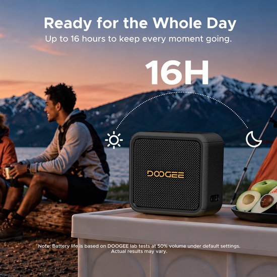 DOOGEE Field Pulse - Draagbare Bluetooth Speaker - 20W Vermogen - 16 Uur Speeltijd - Waterdicht IP67 - Zwart — afbeelding 5
