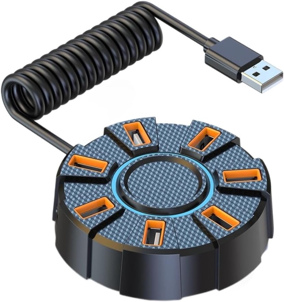casalora – 7 Port USB 2.0 Hub mit 1,2 m Kabel – USB Verteiler mit Stromversorgung – Mehrfach USB Adapter für PC, Laptop, Gaming & Geräte – Zwart