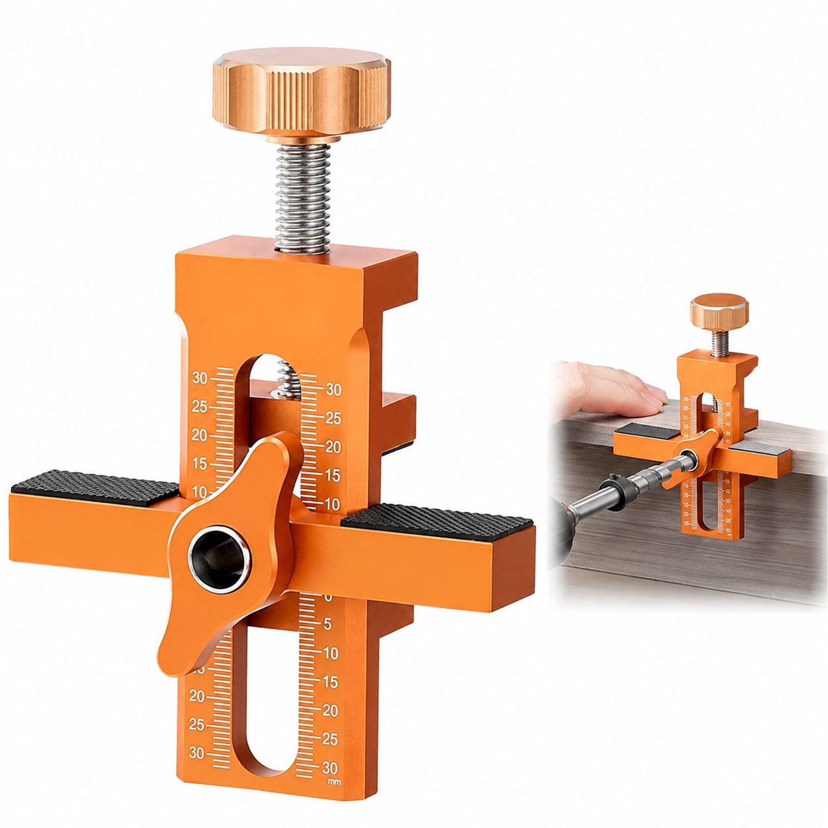 Bobypet - Kastdeurpositioneerder - verstelbare 2-in-1 montagemal voor kastdeuren tot 40 mm - oranje