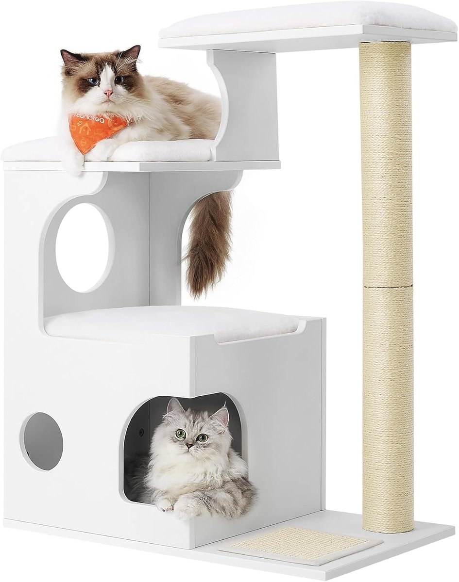 Feandrea Middelgrote Kattenkrabpaal, 88 cm, 3 Ligvlakken en Grot