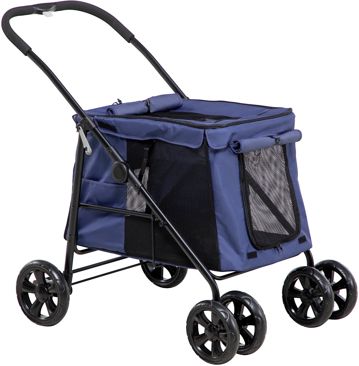 Hondentrolley inclusief kussen - 3 zijvakken - opvouwbaar - hondenkar - 102 cm x 62 cm x 105 cm - blauw