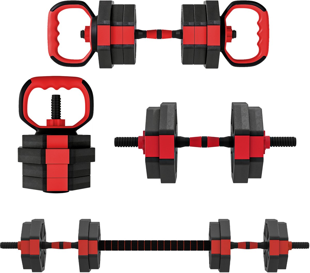 6 - in - 1 halterset - verstelbaar tot 15 kg - voor krachttraining thuis