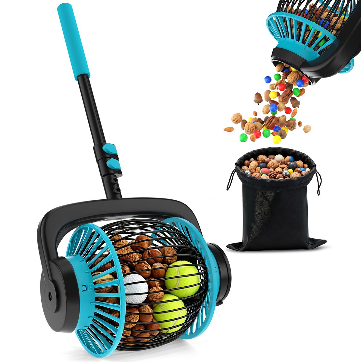 Arvioo - Notenverzamelaar - aluminium telescoopsteel 40‑100cm - voor noten‑ballen 2‑4cm
