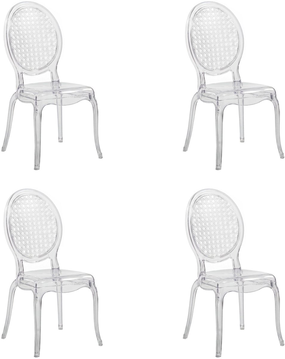 Eetkamerstoel / designstoel Cristalio, transparant polycarbonaat, set van 4, hjh LIVING