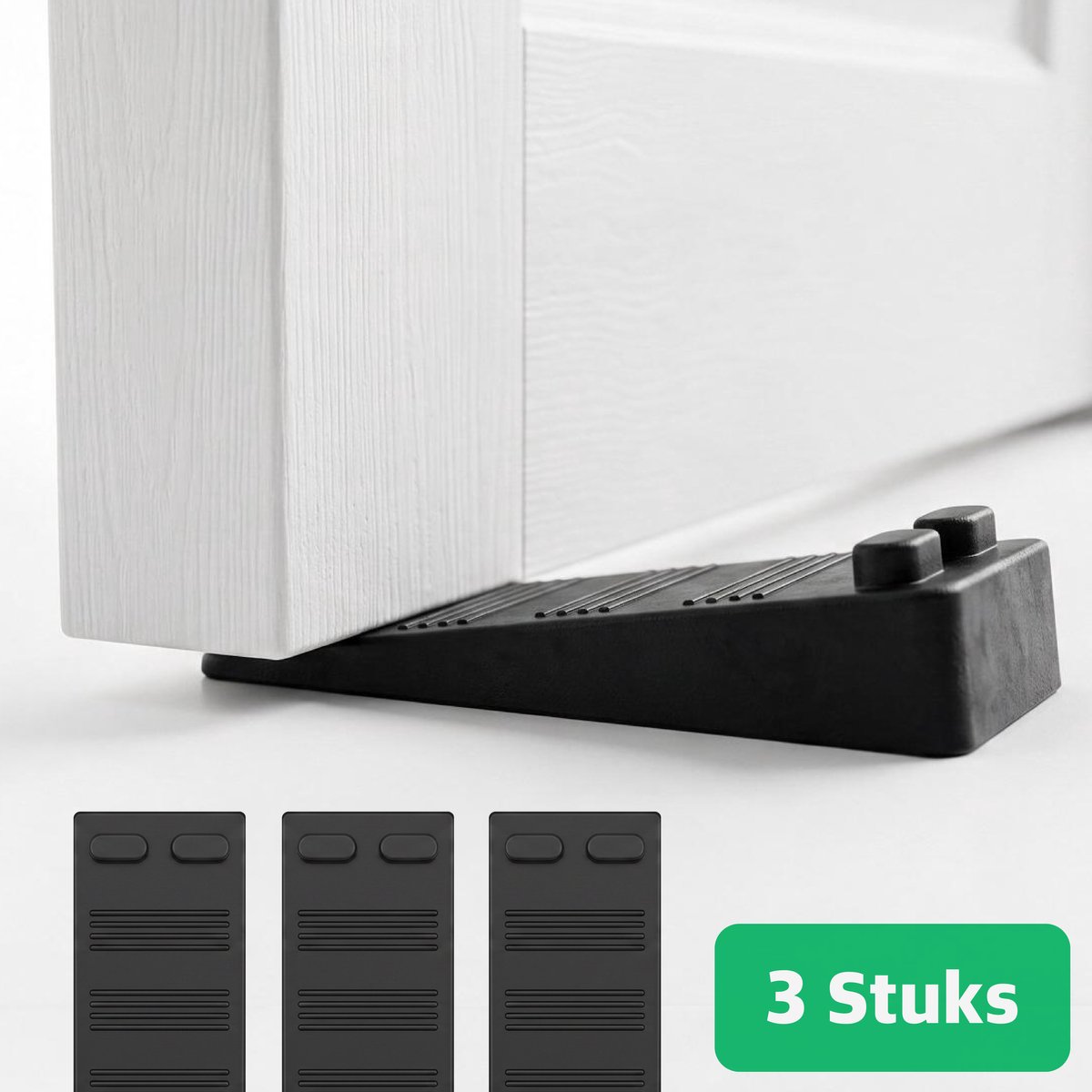 MANZIL Premium Deurstopper - 3 Stuks - Anti-slip - Deurstoppers voor Binnen - Deurklem - Deurbuffer - Rubber - Zwart