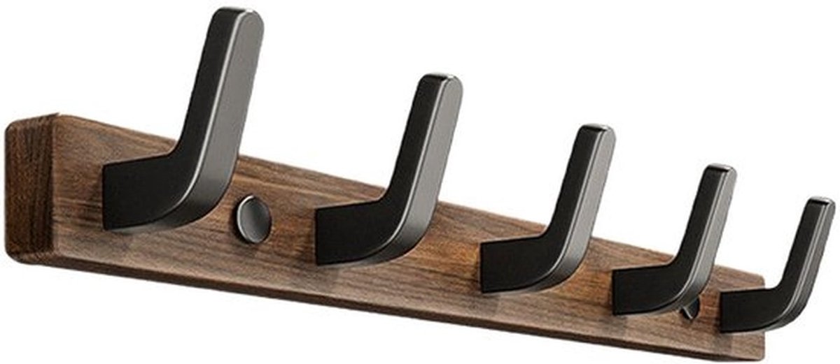 2 stuks haken - wandhaak kledinghanger, haak, hoedhaak, wandgemonteerde roestvrije kledinghanger, wandhaak voor het ophangen van jassen/hoeden/rugzakken/sleutels, zwart - 5 haak ontwerp