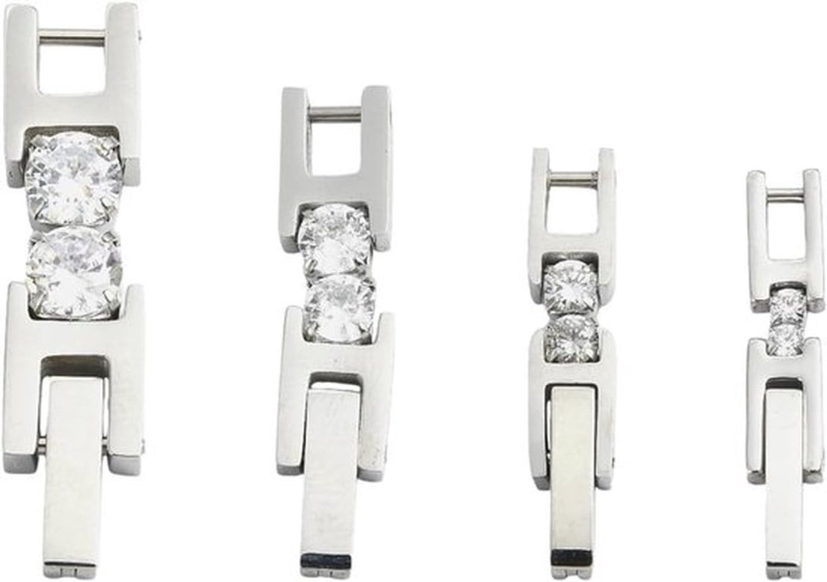 4 Stuks RVS Horlogeband Sluitingen met Cubic Zirconia - Vervangende Buckle en Kettingverlengstuk voor Horloges en Armbanden