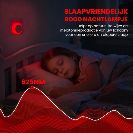 2-Pack 625nm Rood Nachtlampje voor in de Muur, Schemersensor Automatisch Aan/Uit, Zacht Rood Licht, Geschikt voor Babykamer, Slaapkamer, Kinderkamer, Keuken, Badkamer en Gang — afbeelding 5