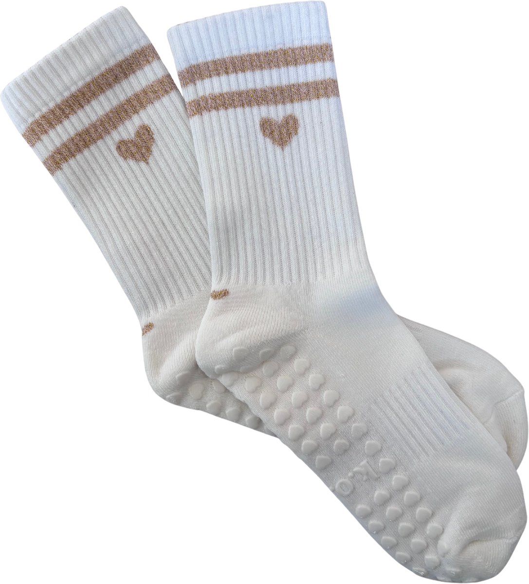 KORRHAUS Golden Heart Stripes Pilates Gripsokken