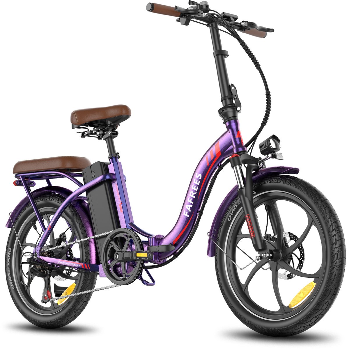 Fafrees 25AH Elektrische vouwfiets – E-Bike - 20 x 3.0 Inch Banden - Maximaal bereik 150 km - Shimano 7 versnellingen - 20 Inch opvouwbare City Commuter E-Bike – Elektrische stadsfietsen– Paars
