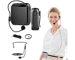 Spraakversterker Draadloos - Oplaadbare en Draagbare - Stemversterker - Geluidversterker - Draadloze Microfoon - Microfoon Bluetooth - 1200 mAh - Voor docenten, trainingen, vergaderingen, rondleidingen, yoga, klaslokaal - Zwart