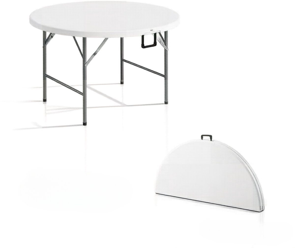 Moderne opvouwbare ronde tafel - HDPE materiaal - geschikt voor 6 personen - wit