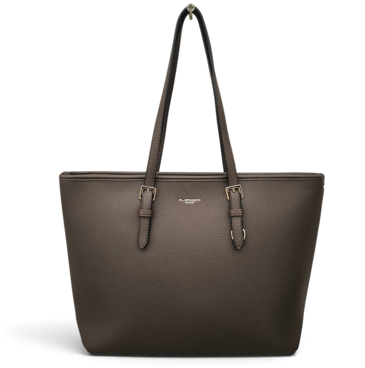 Flora&Co - Handtas - shopper - geschikt voor A4 - met extra lange riem - soft - kaki groen - Ideaal voor school- of werktas
