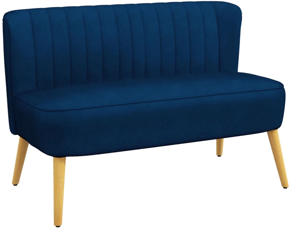 2-Zitsbanken - Bank - Retro Design - Houten Poten - 117 cm x 56,5 cm x 77 cm - Blauw