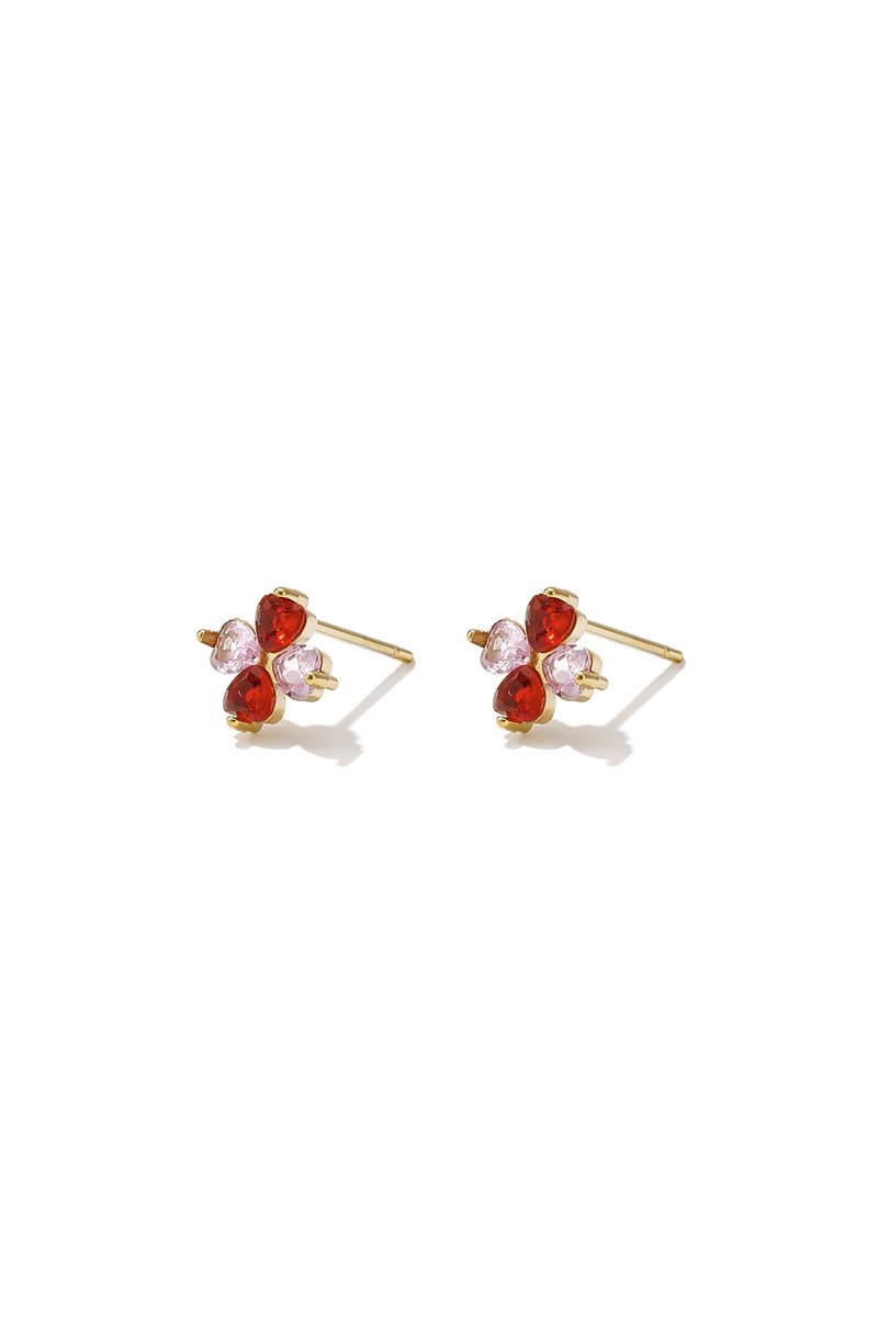 Lola - Hartjes Oorknopjes - Zirkonium - Stainless Steel - - Rood/Zwart
