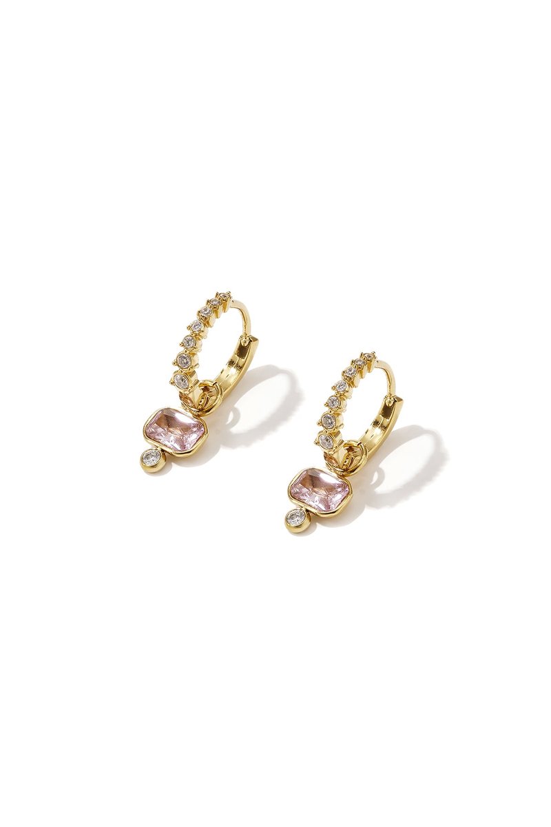 Livia - Oorringen met Roze Zirkonia - Stainless Steel - - Roze