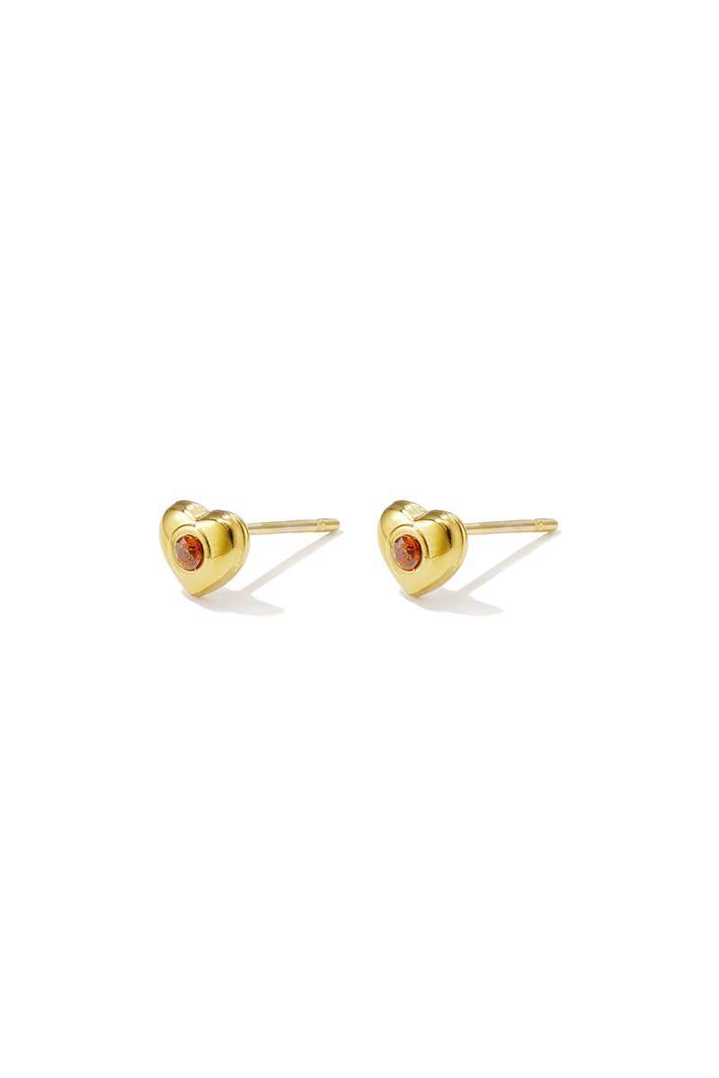 Lara - Hartjes Oorknopjes - Zirkonium - Stainless Steel - - Orange