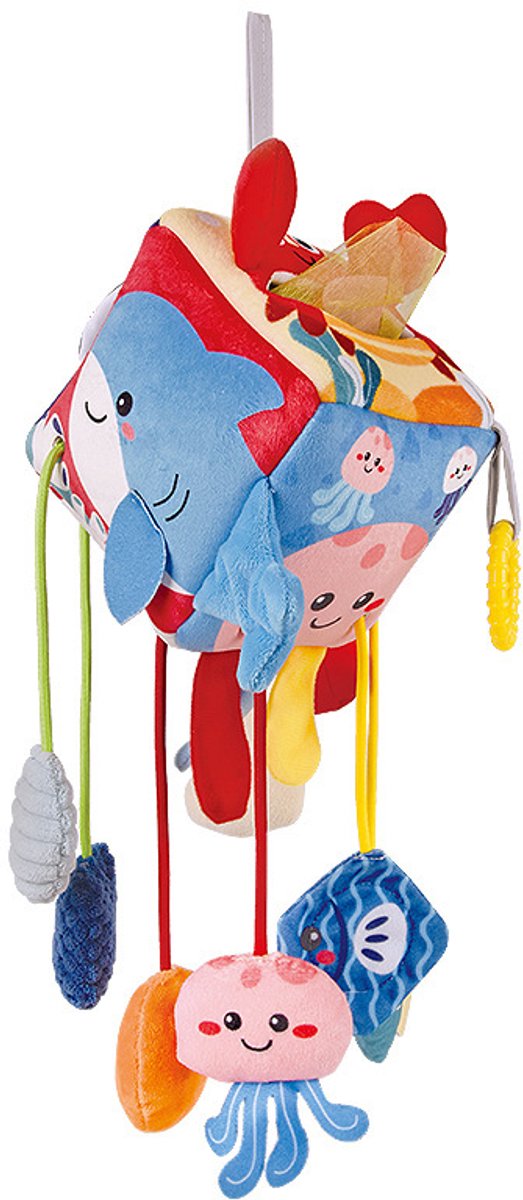 Casalora® Babywagen Hangspeelgoed – Oceaan Activiteitenspeelgoed voor Kinderwagen & Autostoel – Sensorisch Babyspeelgoed met Bijtring, Spiegel, Rammelaar en Pieper – Baby Cadeau 0-12 Maanden
