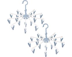 Kledingrek - 2-delig - Sokkendroogrek - Opvouwbaar droogrek - Octopusvormig droogrek - Voor het drogen van sokken/lichte kleding - Ondergoeddroogrek - Blauw