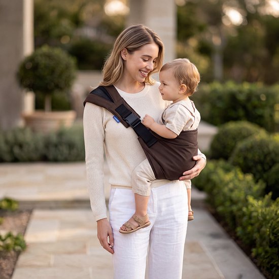 LUVION® Baby Sling FLORENCE Chestnut Brown - Heupdraagzak Baby - Ergonomische Hip Carrier - Draagzak - Tot 16 kg - Bruin — afbeelding 4
