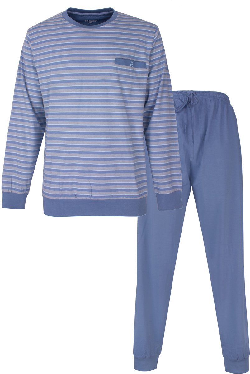 Paul Hopkins Heren Pyjama - Gestreept - Ronde Hals - Licht Blauw - Maat XL