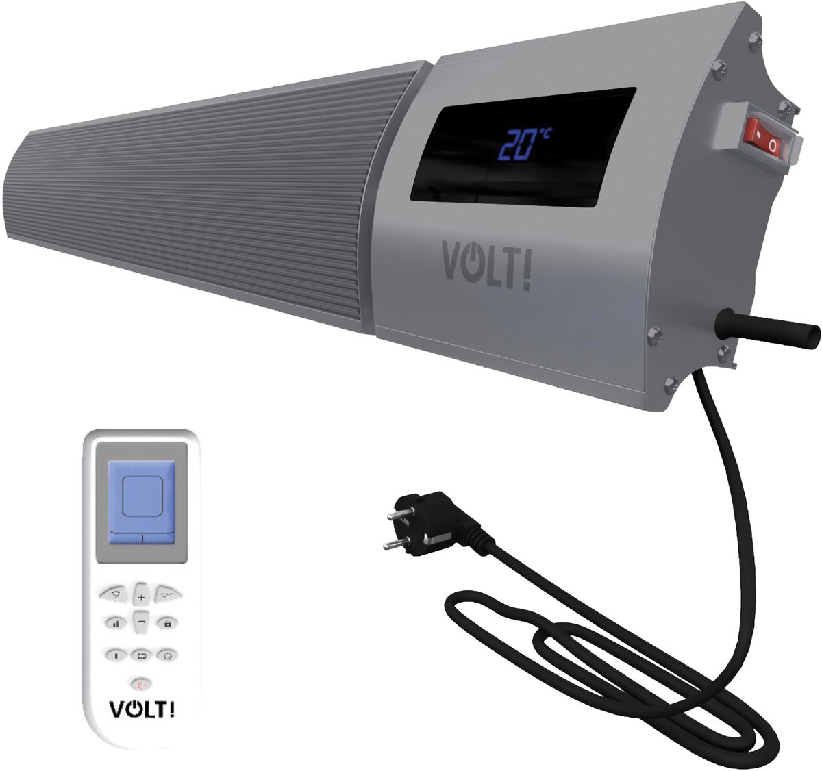 VOLT I-Red Terrasverwarmer - 3000W - Infrarood Heater - Terrasheater - Wifi - Ecostand - IP44 - 185CM - Grijs