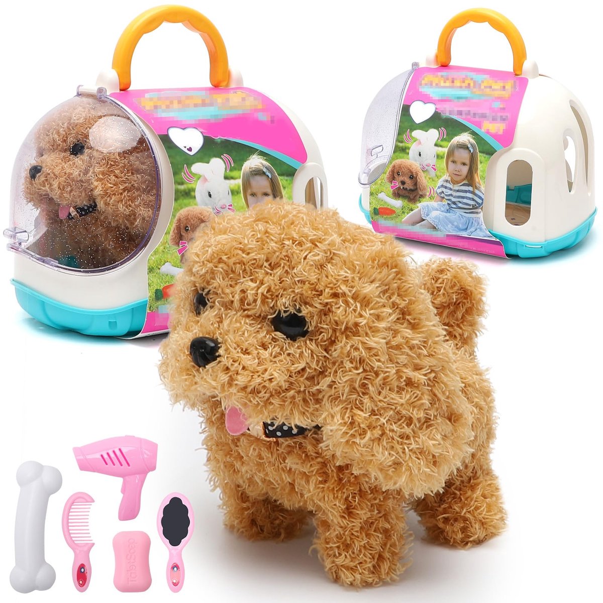 Sogiol® Interactieve Pluche Hond - Hondje met bench - Elektronisch Huisdier & Accessoires - Puppy Cadeau Kinderen 3+ Jaar