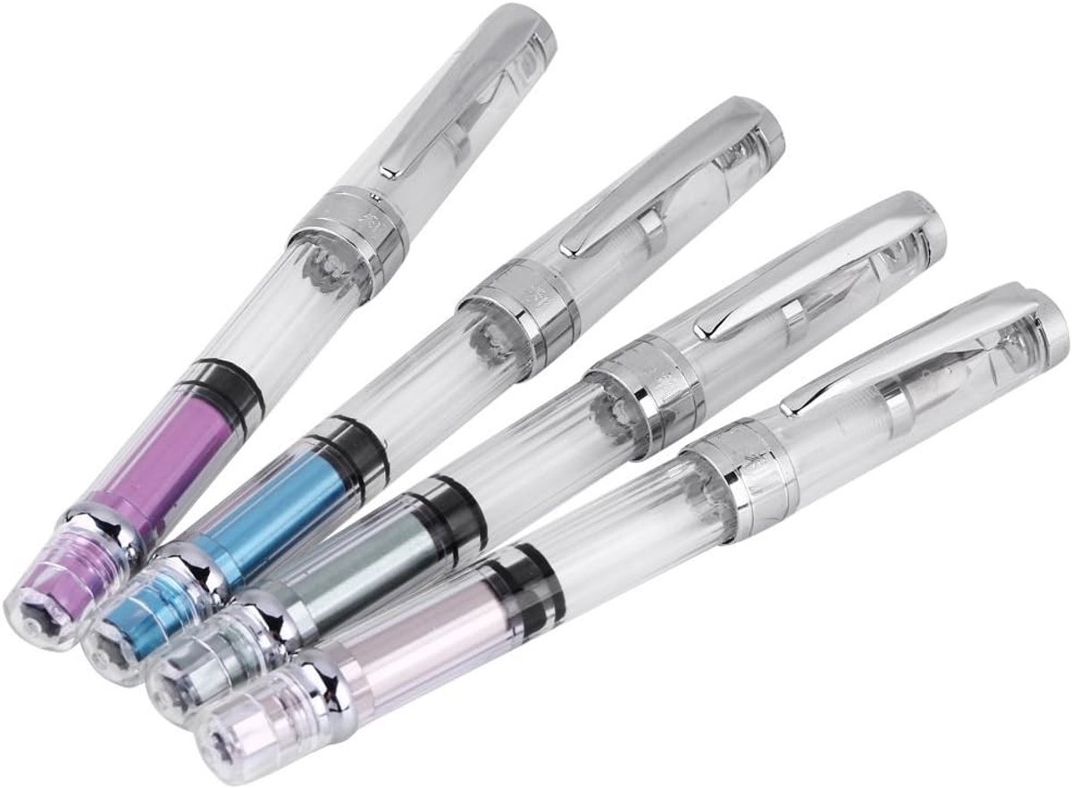 Elegante Vulpen Set van 4 met Gouden Fijnpunt en Transparante Lichaam - Perfect voor Calligraphy en Cadeaus voor Kerstmis