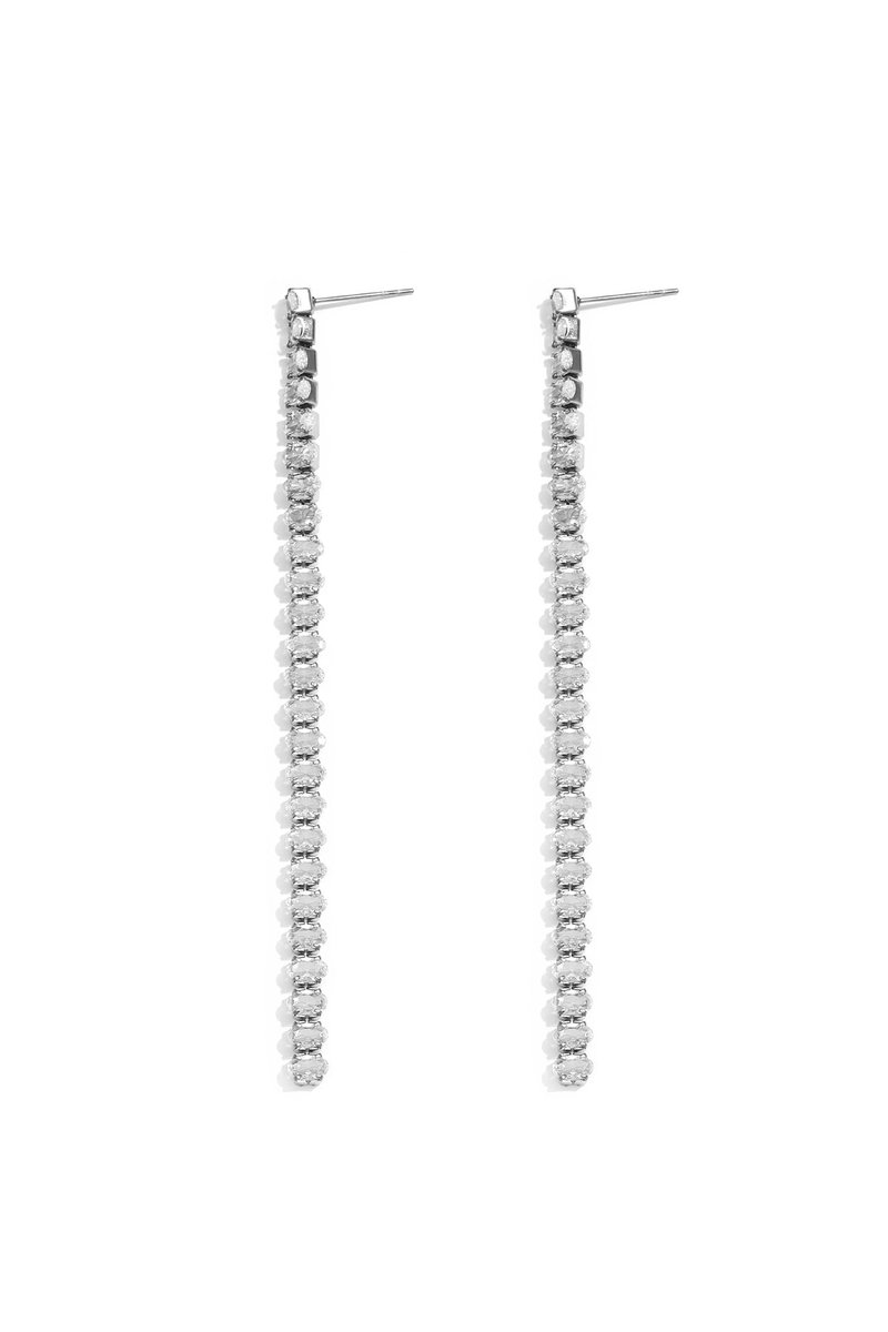 Vesper - Oorbellen - Strass - Stainless Steel - - Zilver