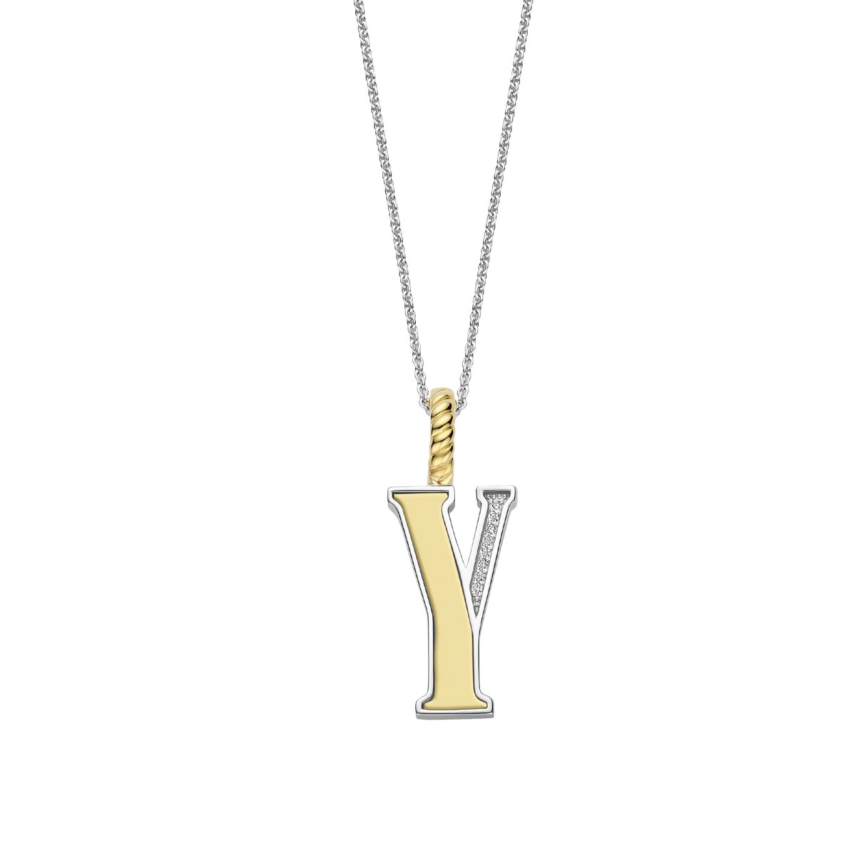 TI SENTO Dames Hanger - 925 zilver - Letter Y - Zirkonia met geel verguld - 6840ZY_Y