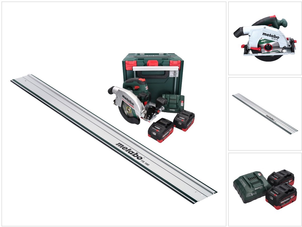 Metabo KS 18 LTX 66 BL Accucirkelzaag 18 V 165 mm + 2x accu 5,5 Ah + lader + geleiderail + metaBOX