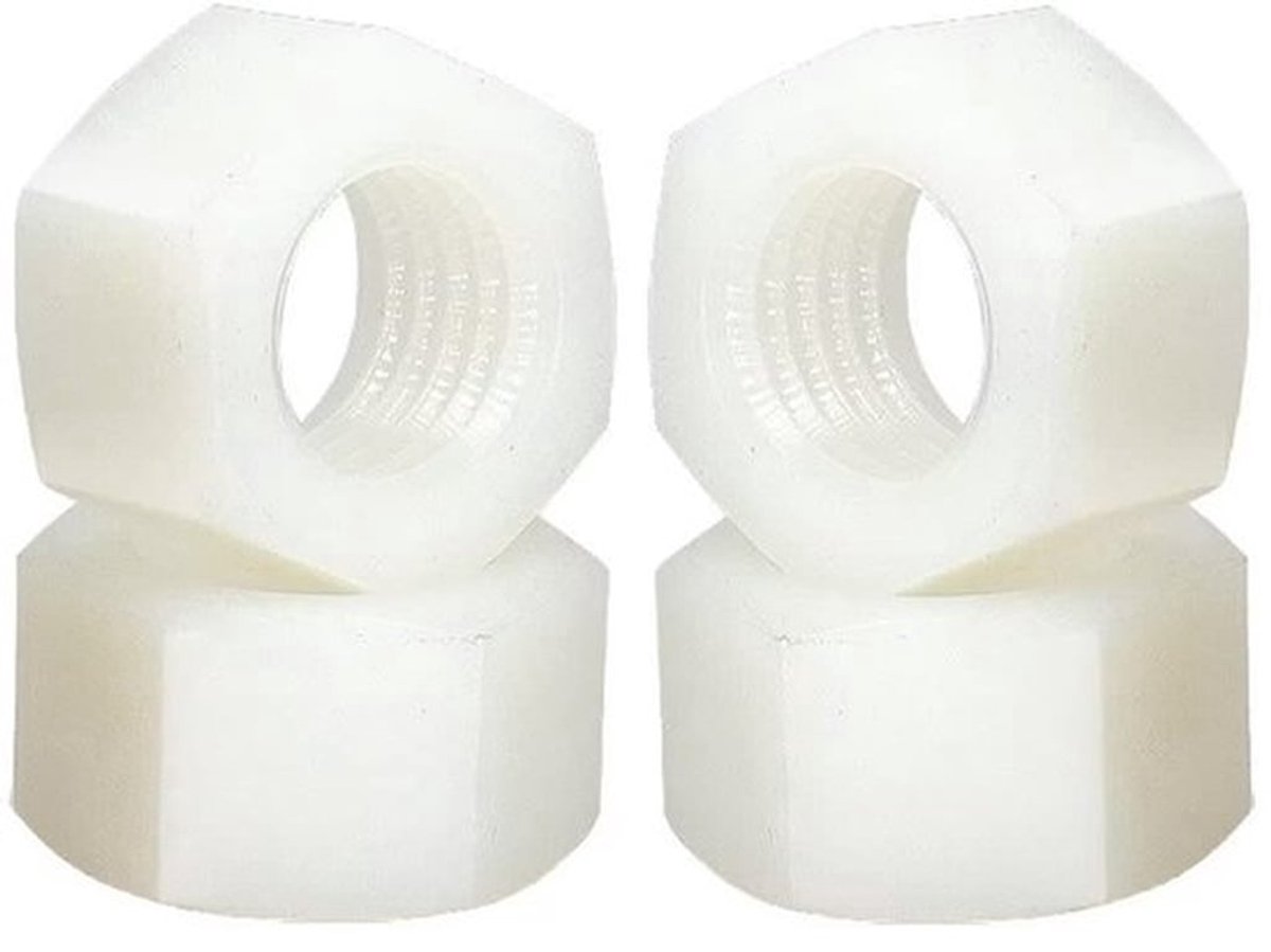 - Nylon zeskantmoeren - Bevestigingselementen - Wit - Kunststof moeren - M4 - 80 stuks - Geschikt voor diverse toepassingen