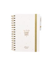 Agenda 2026/2027 Wit Goudfolie Hartjes | Planner Ringband | 7 dagen/ 1 week per 2 pagina's | Stickers | Weekoverzicht | Stationery & Gift