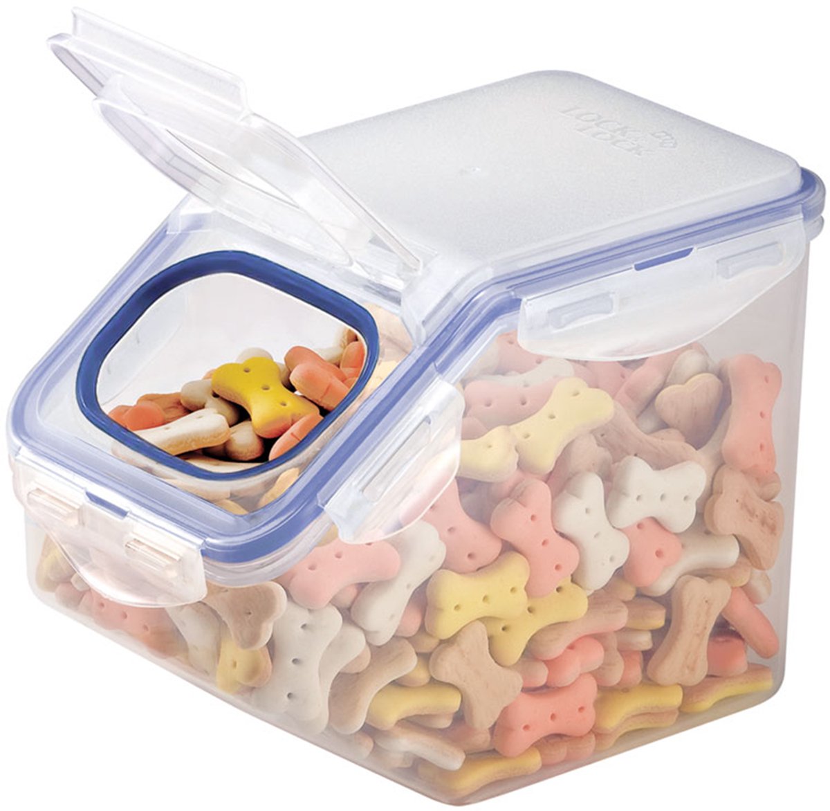 Lock&Lock Voedselcontainer - Hond en Kat - 2,5 liter - Met klepdeksel - Luchtdicht - Transparant - BPA vrij - PFAS vrij - Voercontainer - Bewaardoos hondenvoer en kattenvoer