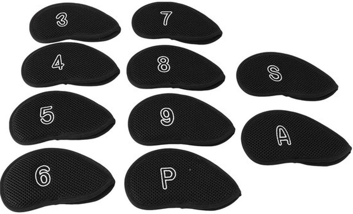 Golfclub Hoofdomslag Ademend Nylon - Golfijzeren Covers - 10 Stuks - Lichtgewicht - Haak/Lussluiting - Geschikt voor Toernooien - Golfclubcovers