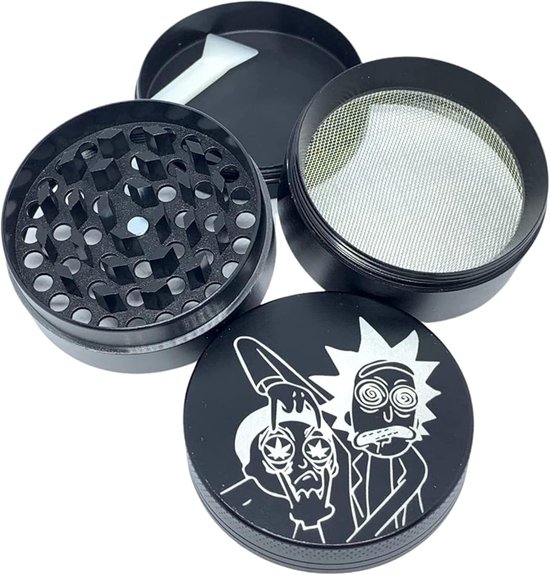 Grinder - Zwart - 50 mm - Zinklegering - Voor Gedroogde Kruiden — afbeelding 5