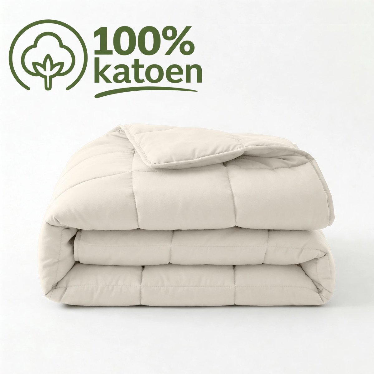 Dekbed Zonder Overtrek 200x220 - 100% Percale Katoen - Wasbaar Dekbed - Beige