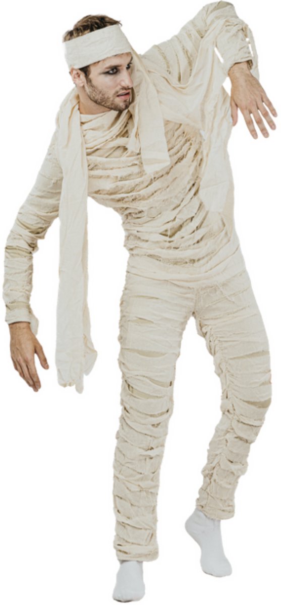 Joya Party® Mummie Kostuum Heren | Mummy Verkleedpak Mannen | Mummie Jumpsuit met Hoofdband & Losse Doeken | Halloween Kostuum Man | Carnaval & Themafeest | Maat L/XL