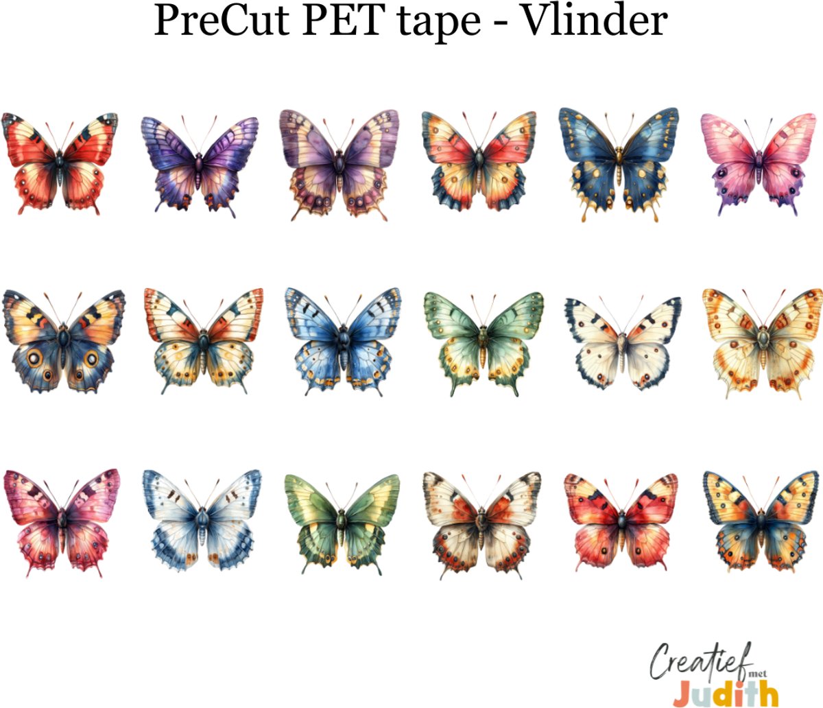 Bullet Journal Pet Tape Vlinder - Planner Agenda Stickers - dieren stickers - Transparante stickers 2mtr - Scrapbook stickers - Doorzichtige Deco stickers - Pre-cut stickers - volwassenen en kinderen