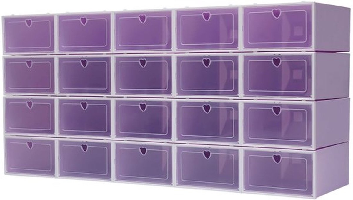 20 stuks opvouwbare schoenendozen, stapelbare, multifunctionele transparante opbergdozen, stofdichte containe
