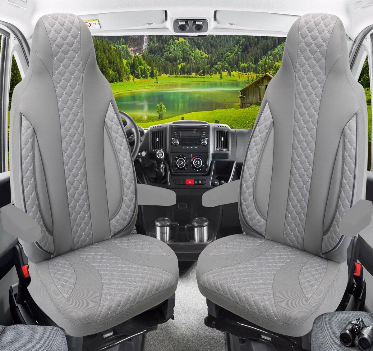 Premium Camper stoelhoezen voor Roller Team WPL409 in Grijs (2 losse stoelen)