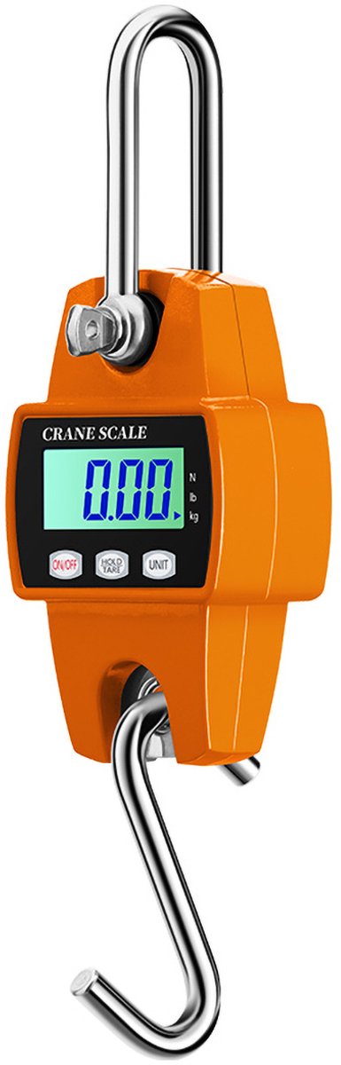 Digitale kraanweegschaal - Draagbare minikraanweegschaal - Maximaal weegvermogen 300 kg/660 lbs - Met LCD-display - Geschikt voor industrieel gebruik, jachten en het wegen van zware lasten - Batterij niet inbegrepen - Oranje