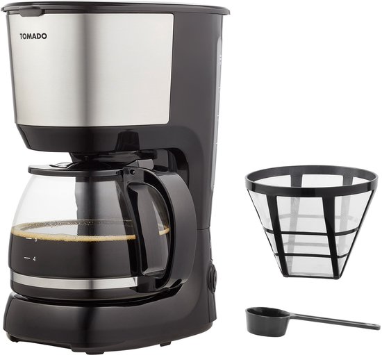 Tomado TCM1201S - Koffiezetapparaat - Filterkoffie - Warmhoudfunctie - Herbruikbaar filter - 10 koppen - Zwart/rvs