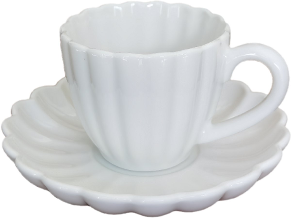Bricard Paris Espressoset - 12-delig - Wit - 125ml - Porselein - Kleine Koffiekopjes
