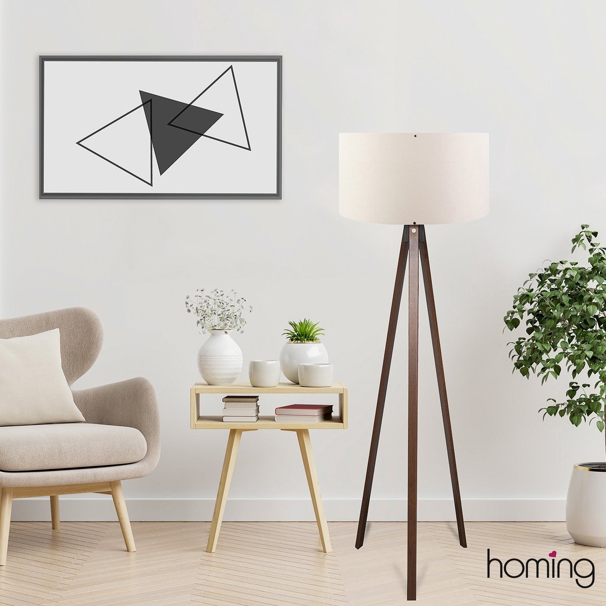 Asir - Vloerlamp - Crème - 38 x 38 x 140 cm