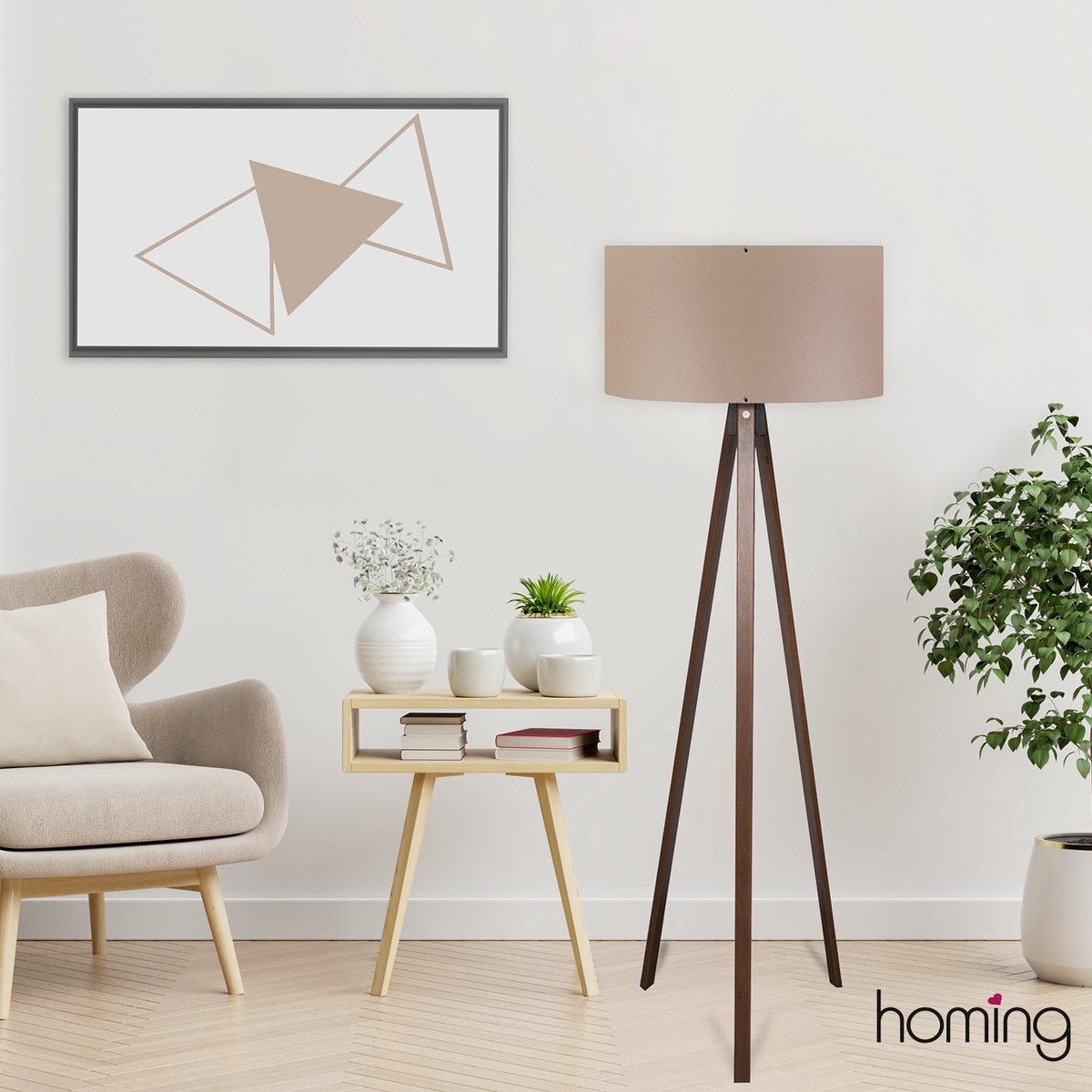 Asir - Vloerlamp - Bruin - 38 x 38 x 140 cm
