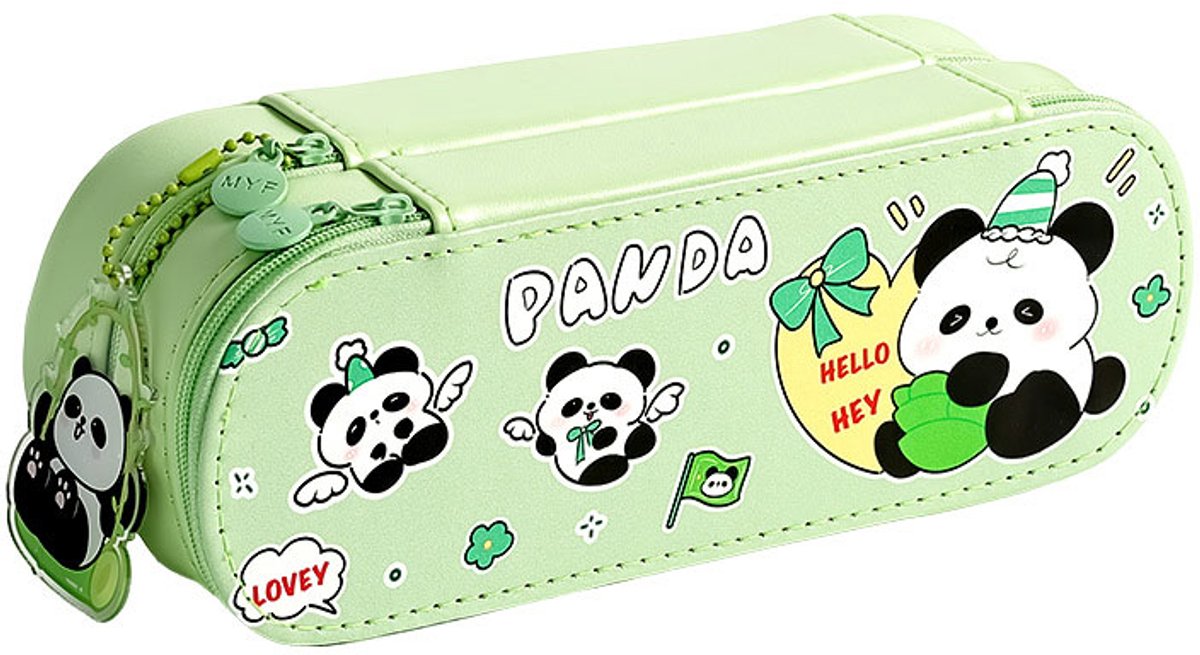 3D-pandapen etui – Schattig etui – Stressverlichtend etui – Indrukbaar ontwerp – Geschikt voor studenten en kantoorgebruik – Groen