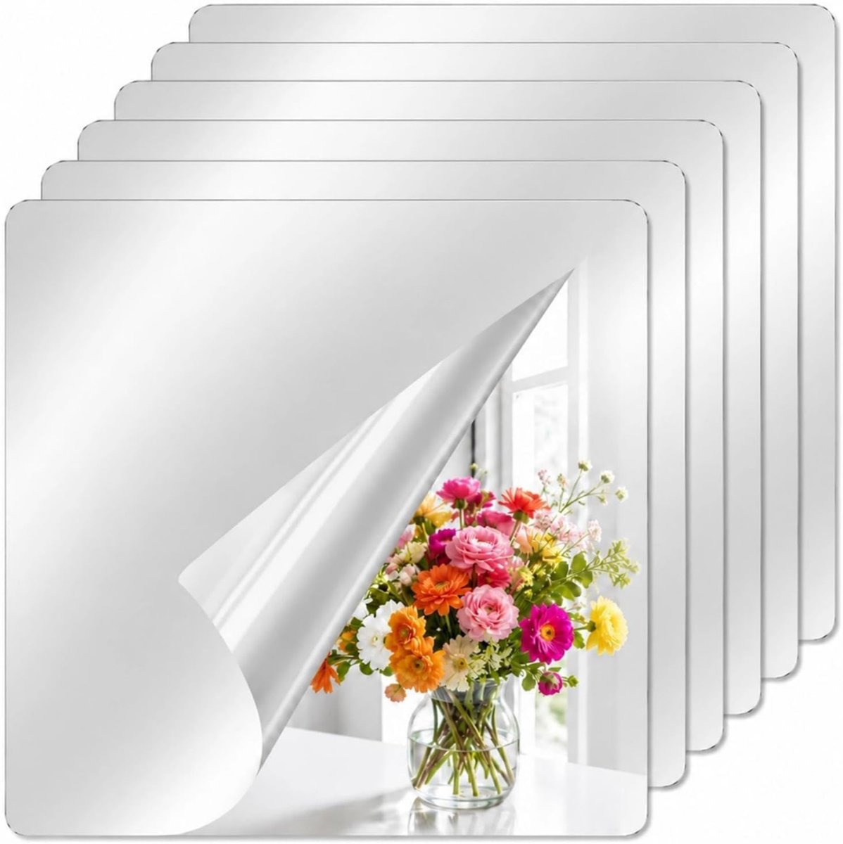 DYVNS® Plakspiegel Vierkant - Passpiegel - Deurspiegel - Zelfklevende Spiegel - 20x20 cm - 6 Stuks