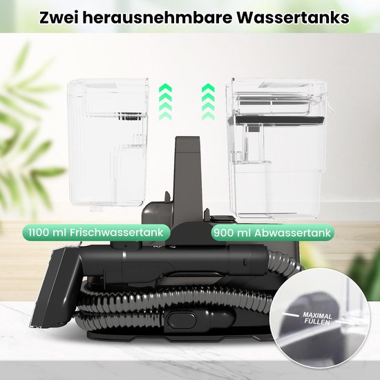 COSTWAY Tapijtreiniger met Stoom en Warm Water Functie, Krachtige Waszuiger met 2-in-1 Borstel en Grote Tank voor Diepe Reiniging, Geschikt voor Tapijt, Meubels en Autointerieur van Costway — afbeelding 3