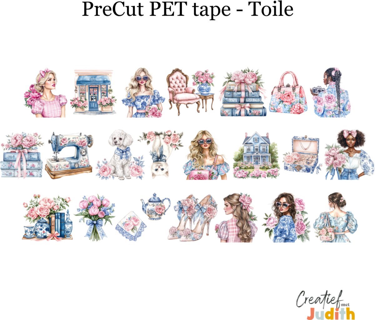 Bullet Journal Pet Tape Toile - Planner Agenda Stickers - chic stickers - Transparante stickers 2mtr - Scrapbook stickers - Doorzichtige Deco stickers - Pre-cut stickers - volwassenen en kinderen